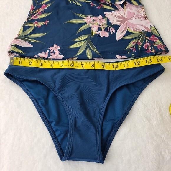Cupshe Blue Ruffle Tankini Set NWT Tank Top and Bikini Swimsuit  Sz Small - Picture 10 of 16